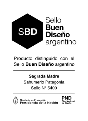 Sello Buen Diseño argentino — Sagrada Madre, Sahumerio Patagonia, seal N° 5400, Ministerio de Producción, National Design Plan (PND).