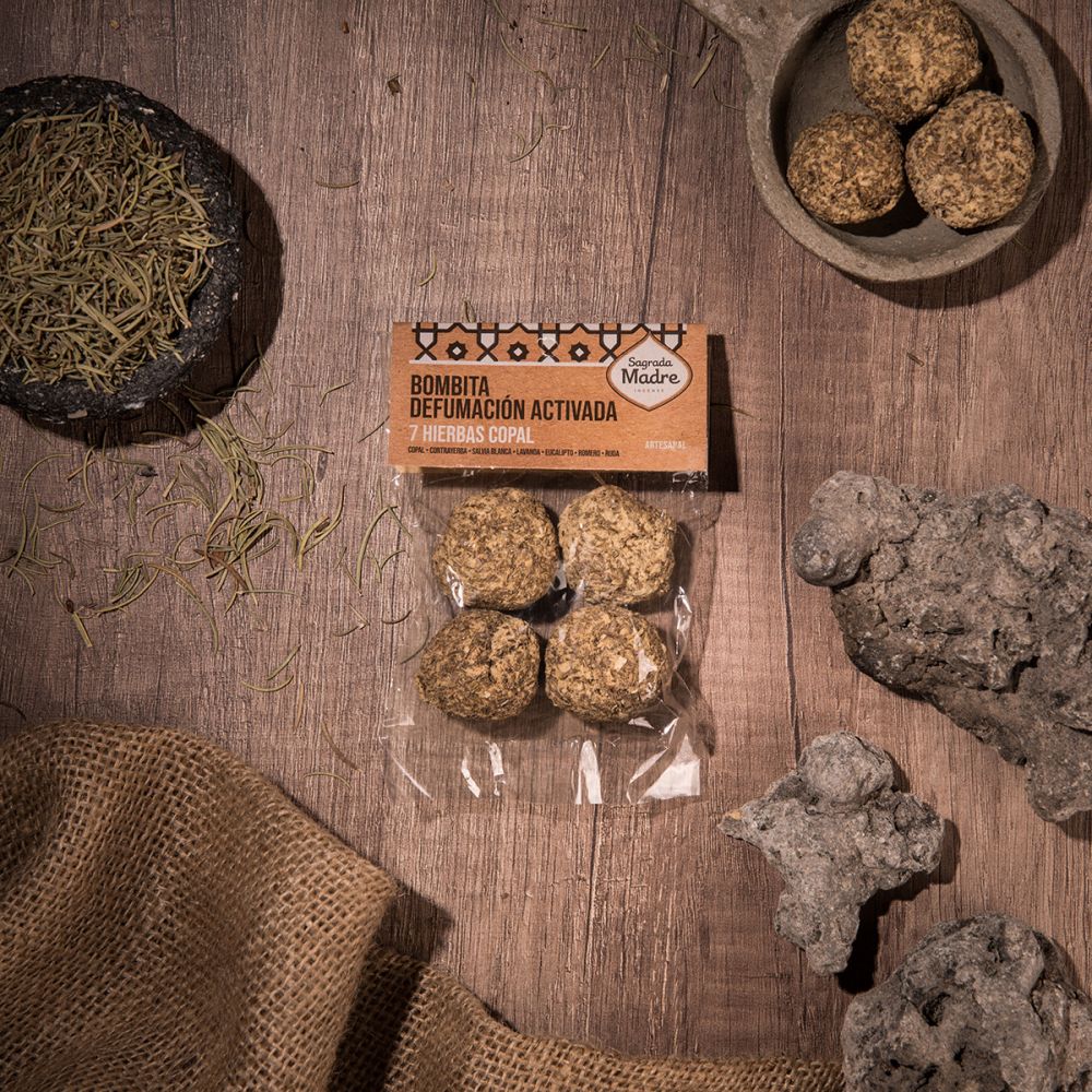 Bombita defumacion 7 hierbas + copal x 4 bolsita