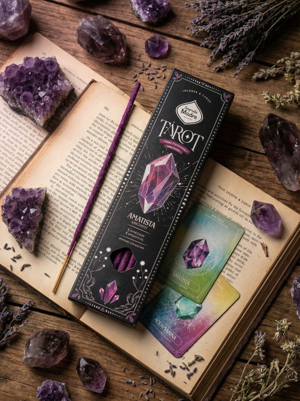 Incienso Tarot Gemas Amatista - Violeta y lavanda